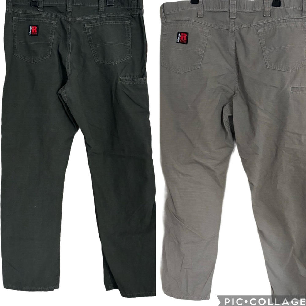 Lot of 2 Wrangler Riggs Workwear Carpenter Pants Men’s 40/32 Dark Green & Tan